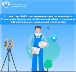 в 1 квартале 2025 года специалистами госземнадзора Управления Росреестра по Смоленской области проведено 186 контрольных (надзорных) мероприятий - фото - 1